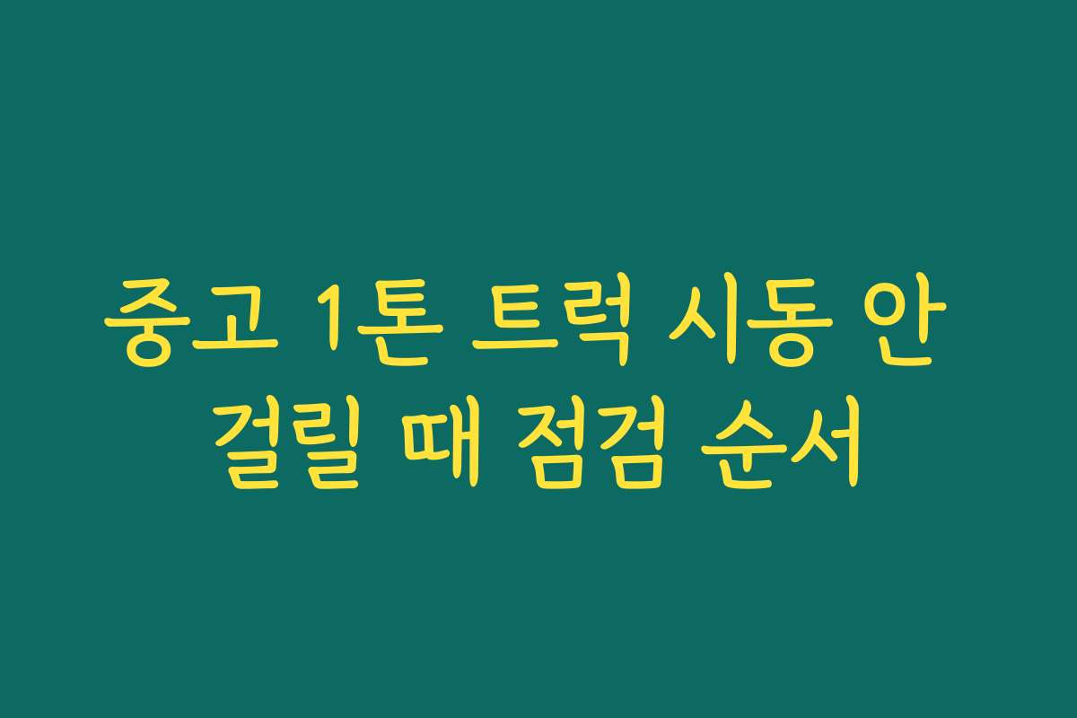중고 1톤 트럭 시동 안 걸릴 때 점검 순서
