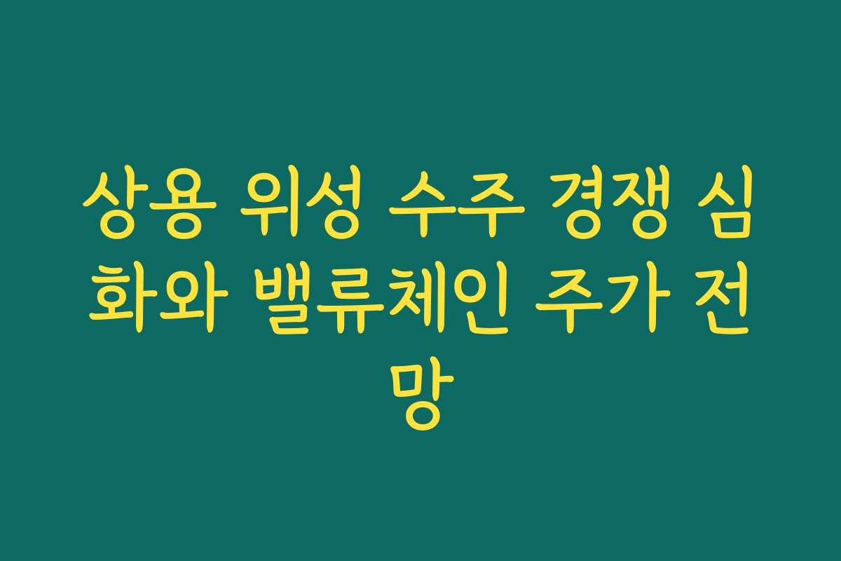 상용 위성 수주 경쟁 심화와 밸류체인 주가 전망 상용 위성 수주 경쟁 심화와 밸류체인 주가 전망