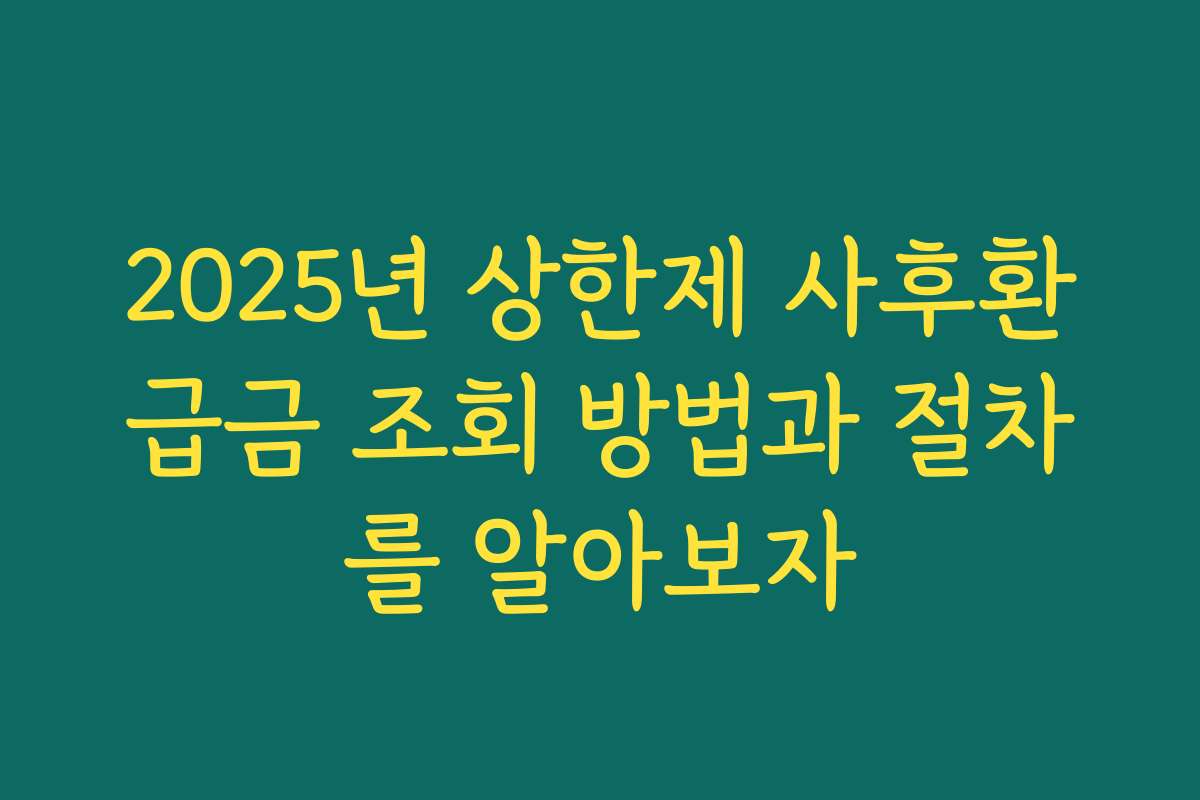 2025년 상한제 사후환급금 조회 방법과 절차를 알아보자 2025년 상한제 사후환급금 조회 방법과 절차를 알아보자