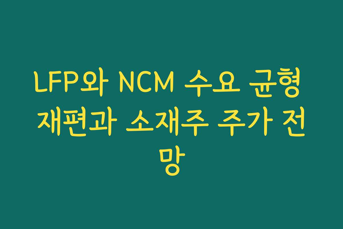 LFP와 NCM 수요 균형 재편과 소재주 주가 전망 LFP와 NCM 수요 균형 재편과 소재주 주가 전망
