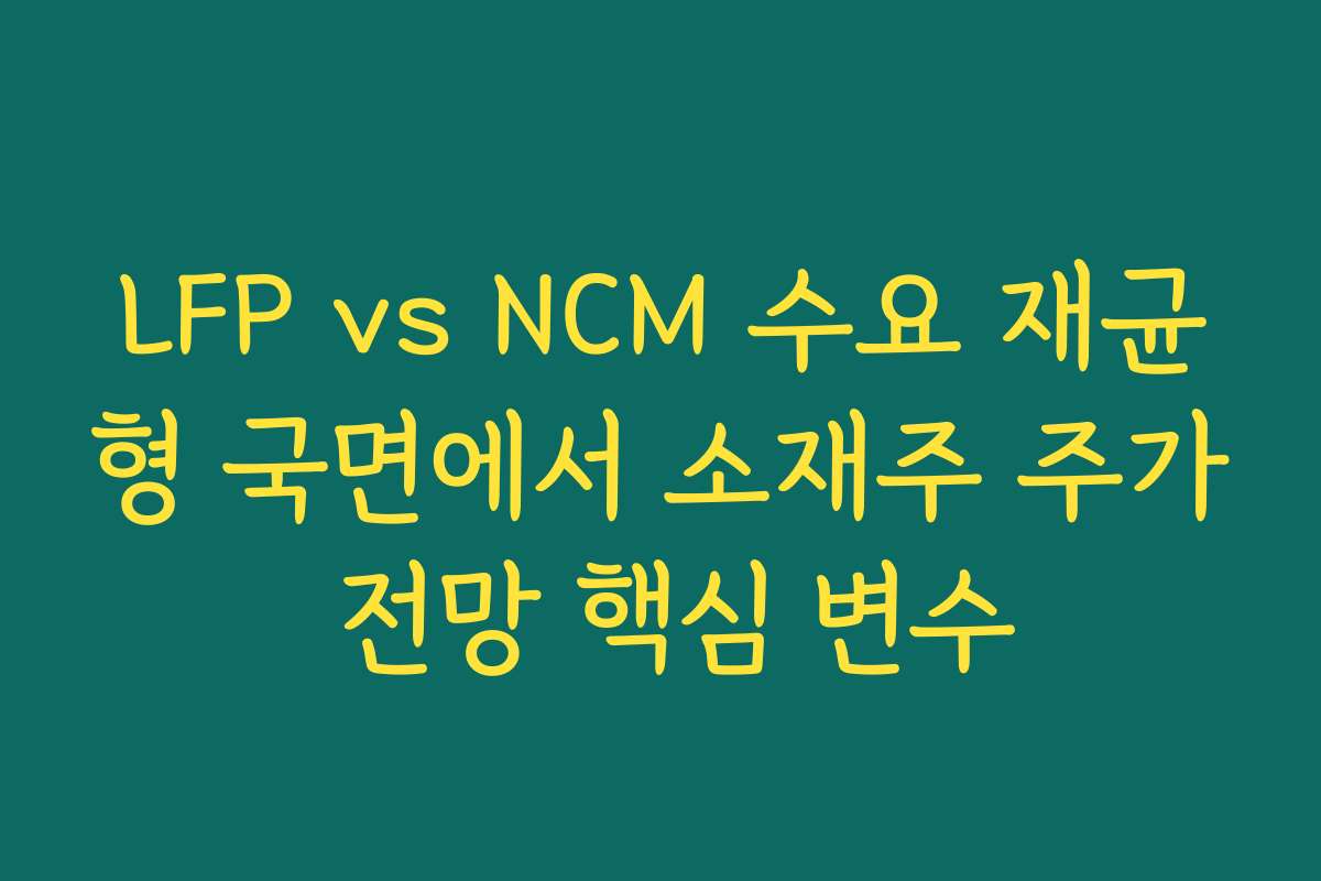 LFP vs NCM 수요 재균형 국면에서 소재주 주가 전망 핵심 변수