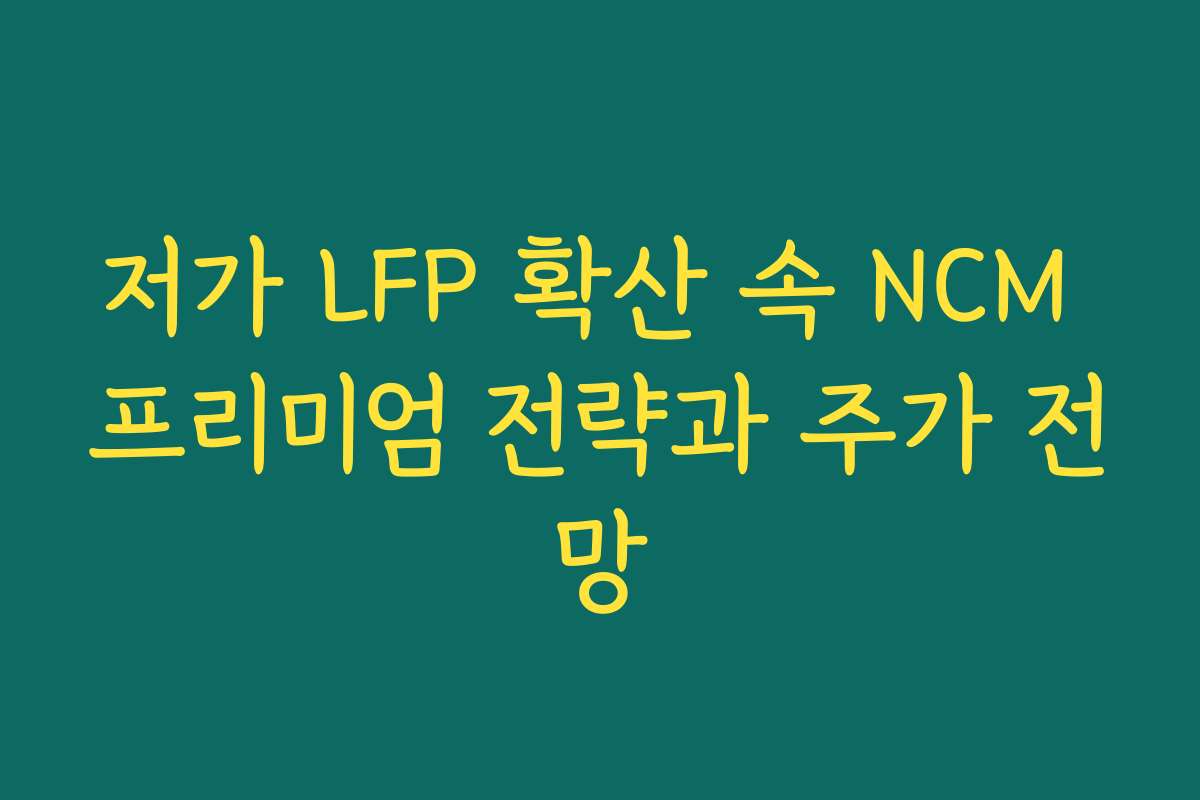 저가 LFP 확산 속 NCM 프리미엄 전략과 주가 전망 저가 LFP 확산 속 NCM 프리미엄 전략과 주가 전망