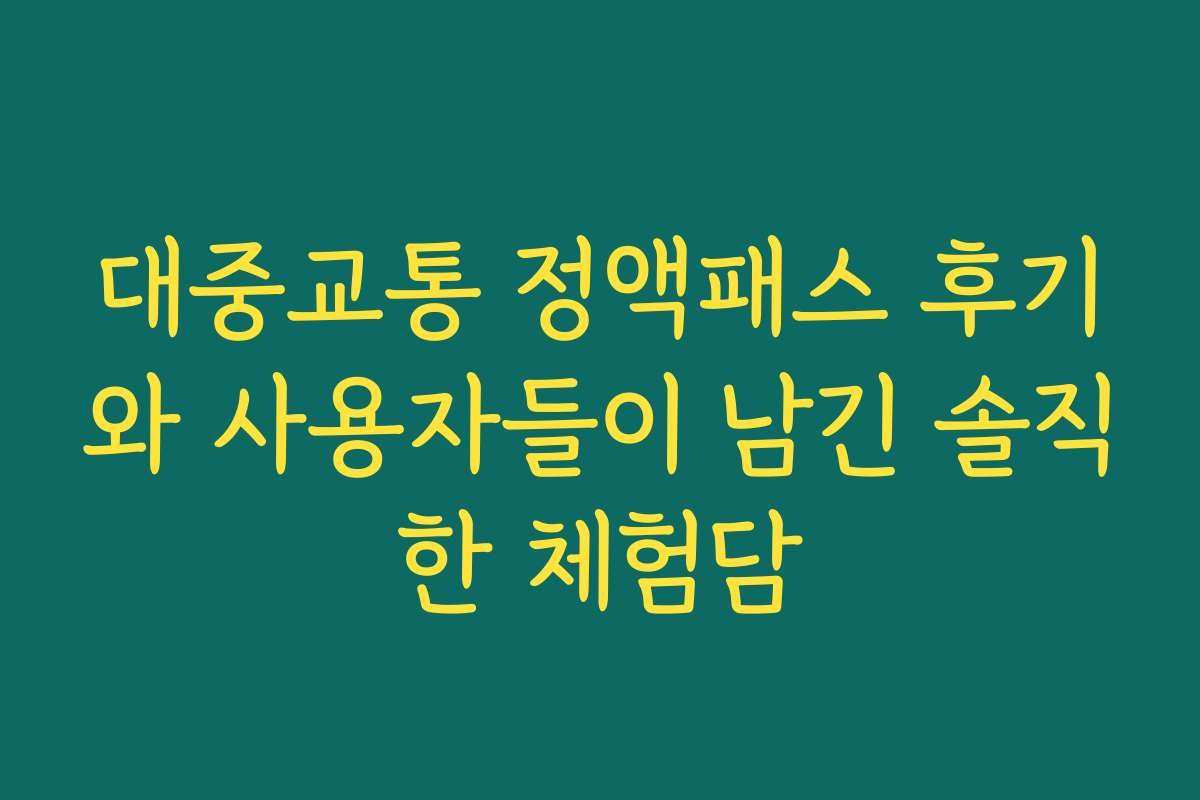 대중교통 정액패스 후기와 사용자들이 남긴 솔직한 체험담 대중교통 정액패스 후기와 사용자들이 남긴 솔직한 체험담