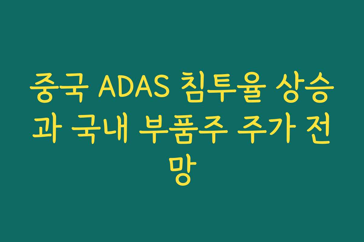 중국 ADAS 침투율 상승과 국내 부품주 주가 전망 중국 ADAS 침투율 상승과 국내 부품주 주가 전망