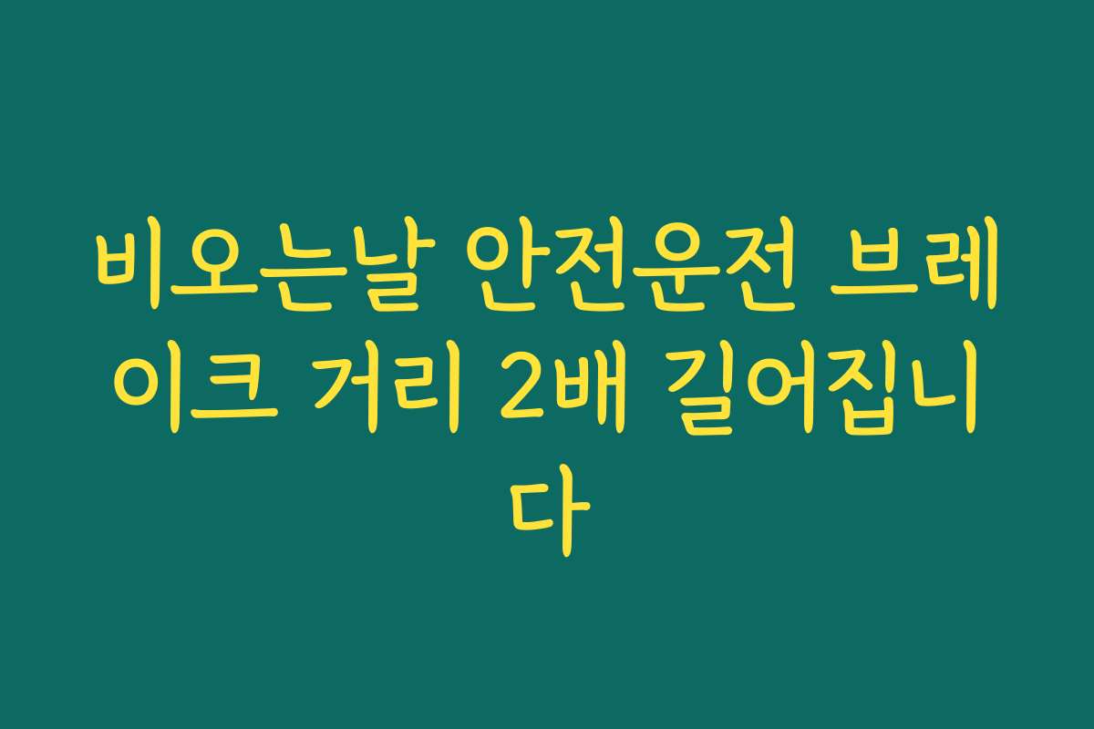 비오는날 안전운전 브레이크 거리 2배 길어집니다