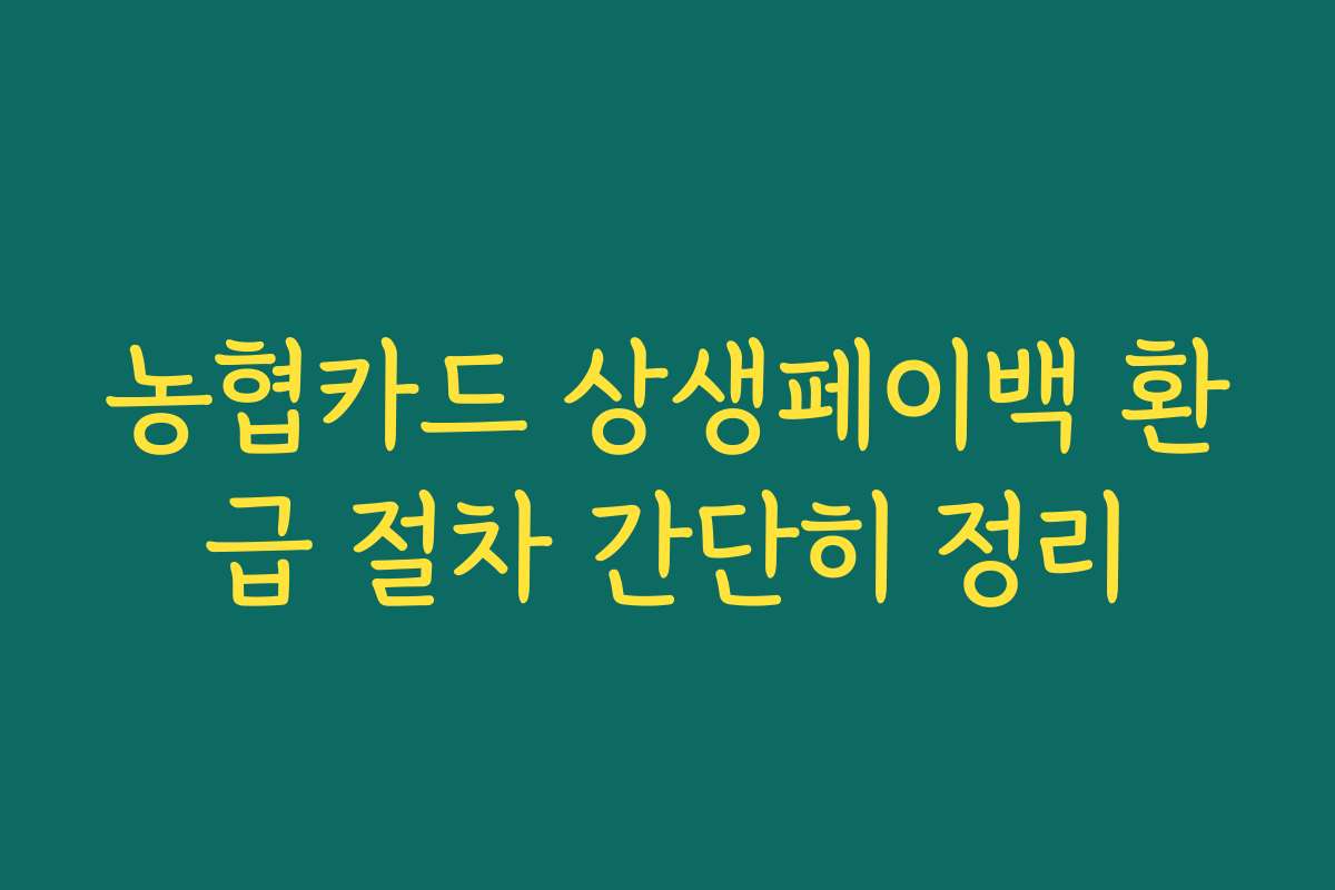 농협카드 상생페이백 환급 절차 간단히 정리 농협카드 상생페이백 환급 절차 간단히 정리