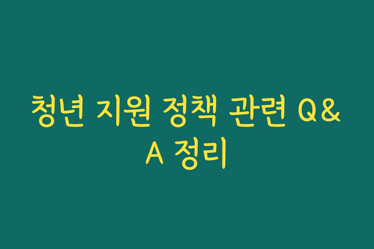 청년 지원 정책 관련 Q&A 정리