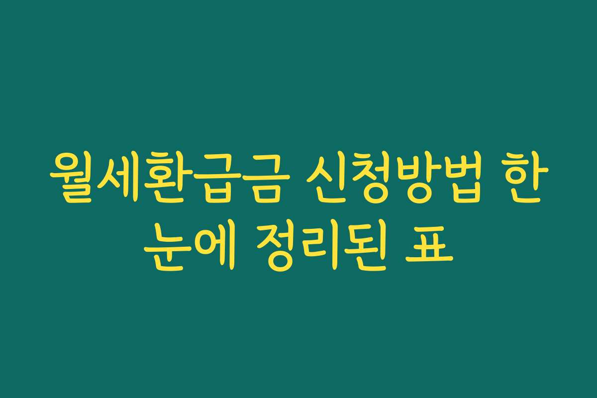 월세환급금 신청방법 한눈에 정리된 표
