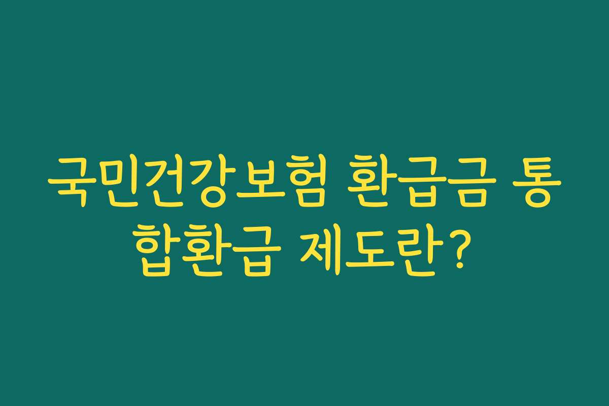 국민건강보험 환급금 통합환급 제도란?