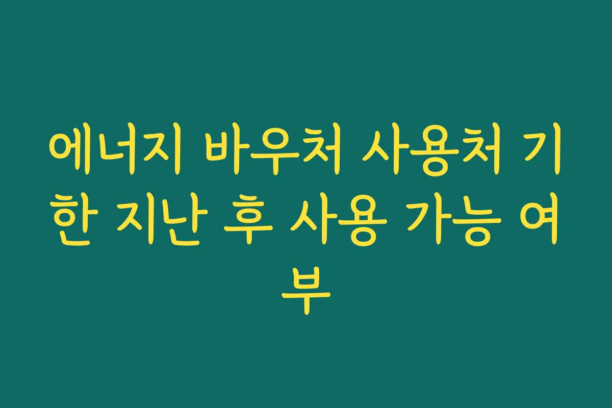 에너지 바우처 사용처 기한 지난 후 사용 가능 여부