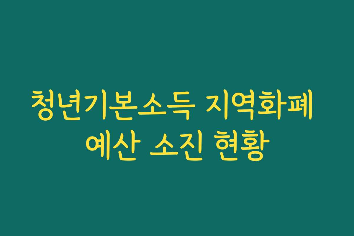 청년기본소득 지역화폐 예산 소진 현황