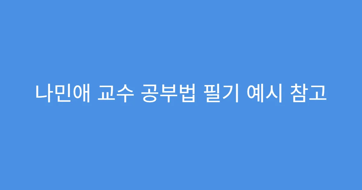 나민애 교수 공부법 필기 예시 참고 나민애 교수 공부법 필기 예시 참고