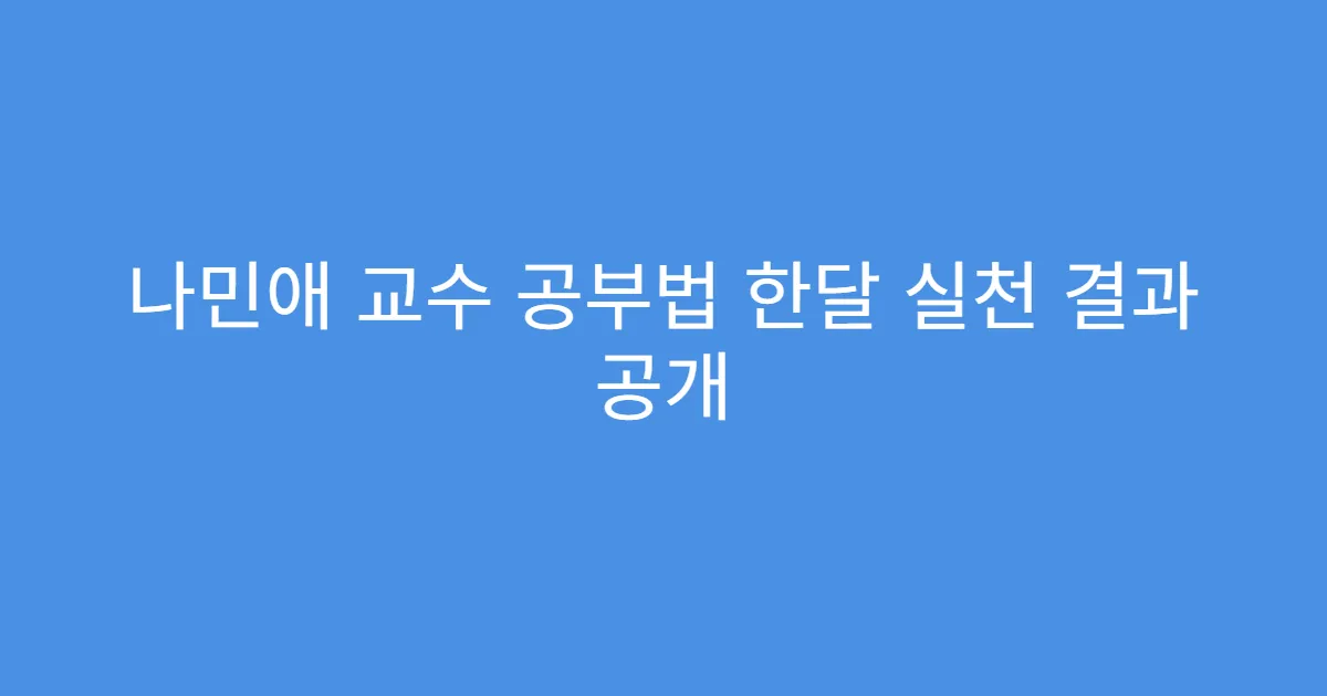 나민애 교수 공부법 한달 실천 결과 공개 나민애 교수 공부법 한달 실천 결과 공개