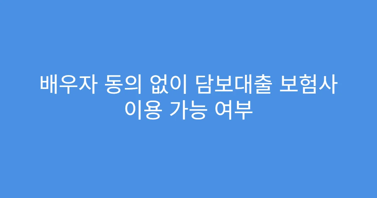배우자 동의 없이 담보대출 보험사 이용 가능 여부