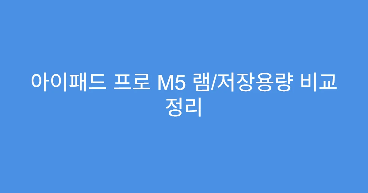 아이패드 프로 M5 램/저장용량 비교 정리