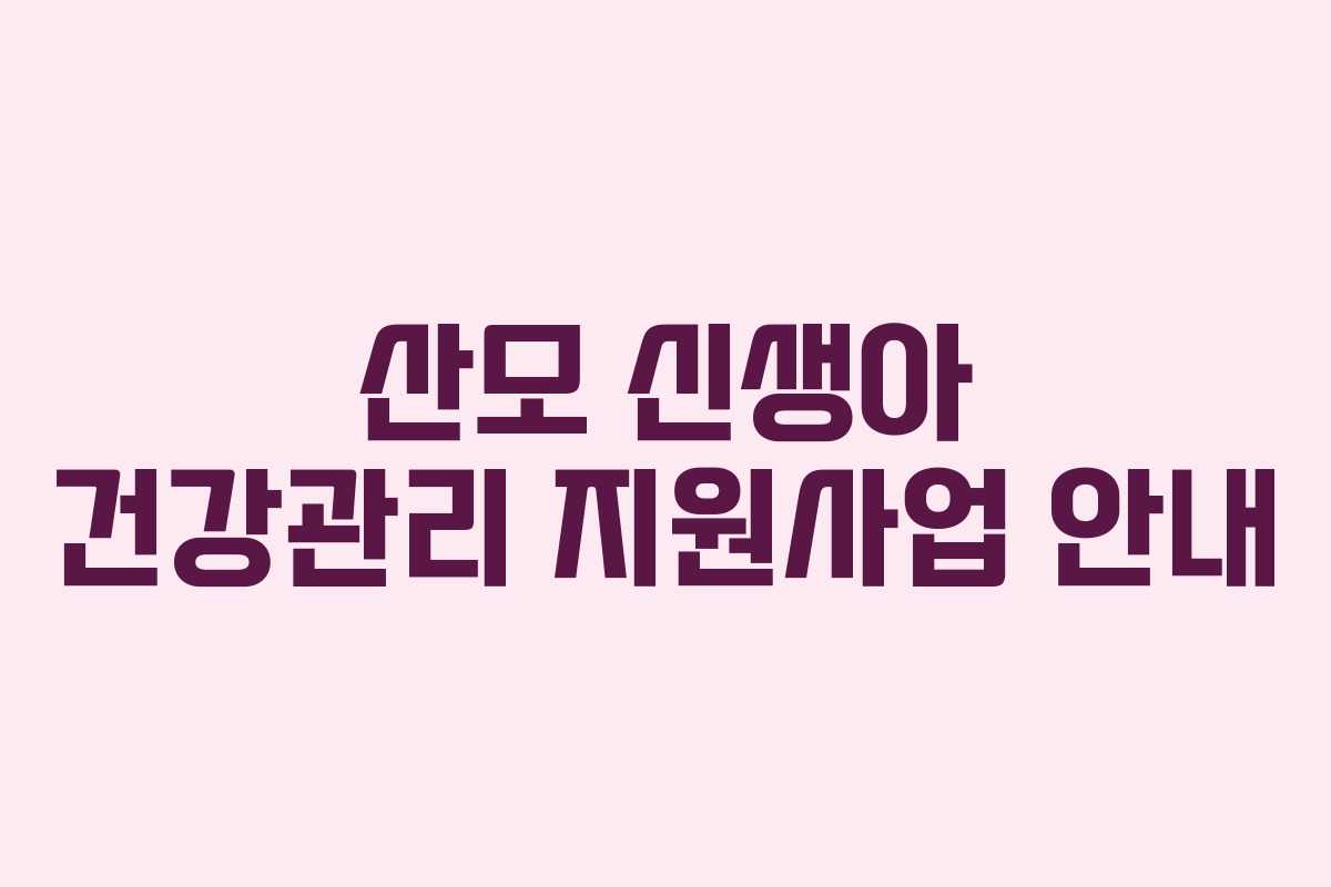 산모 신생아 건강관리 지원사업 안내 산모 신생아 건강관리 지원사업 안내