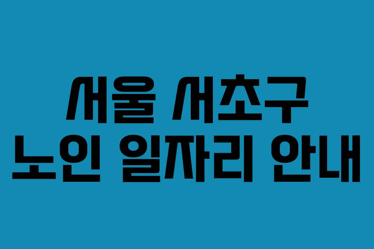 서울 서초구 노인 일자리 안내 서울 서초구 노인 일자리 안내