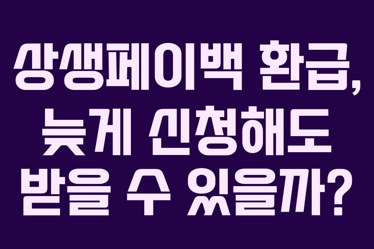 상생페이백 환급, 늦게 신청해도 받을 수 있을까? 상생페이백 환급, 늦게 신청해도 받을 수 있을까?