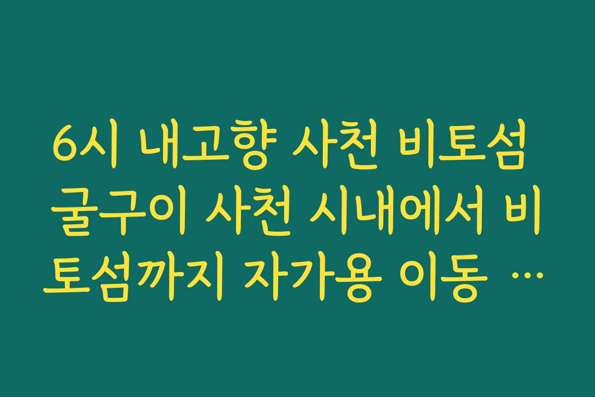 6시 내고향 사천 비토섬 굴구이 사천 시내에서 비토섬까지 자가용 이동 경로