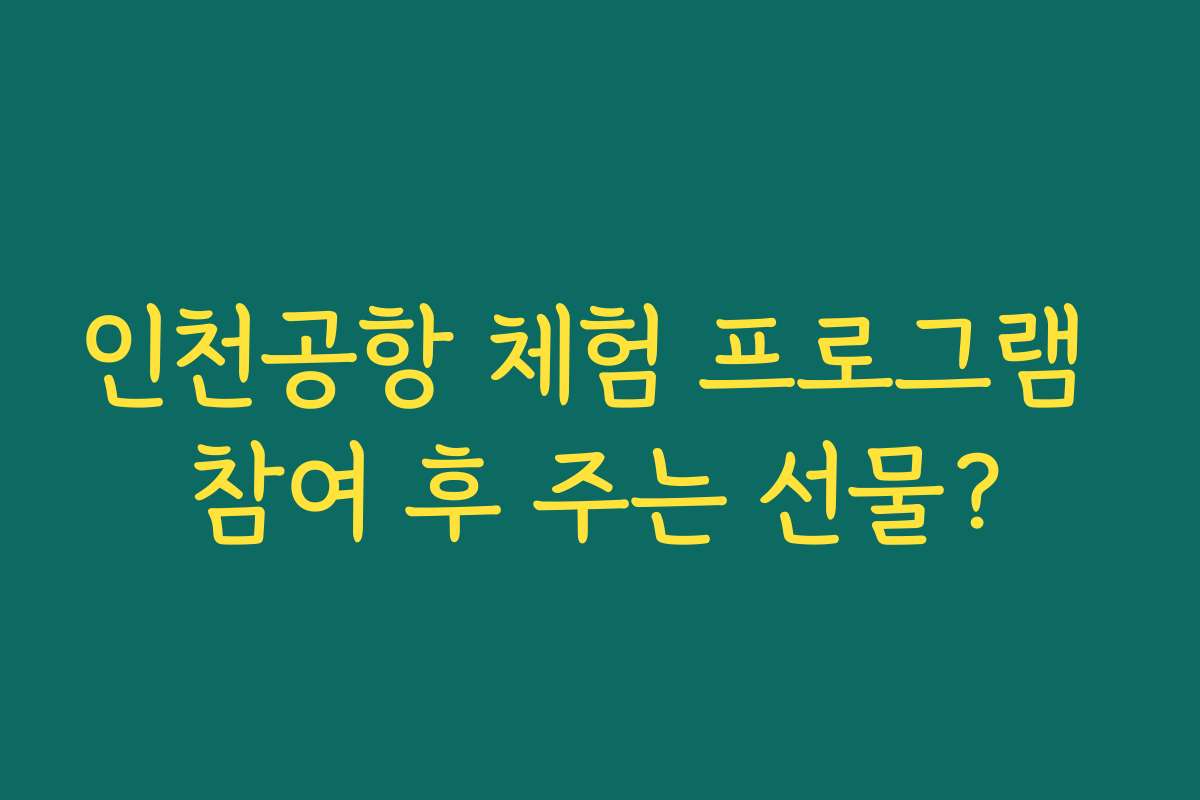 인천공항 체험 프로그램 참여 후 주는 선물?