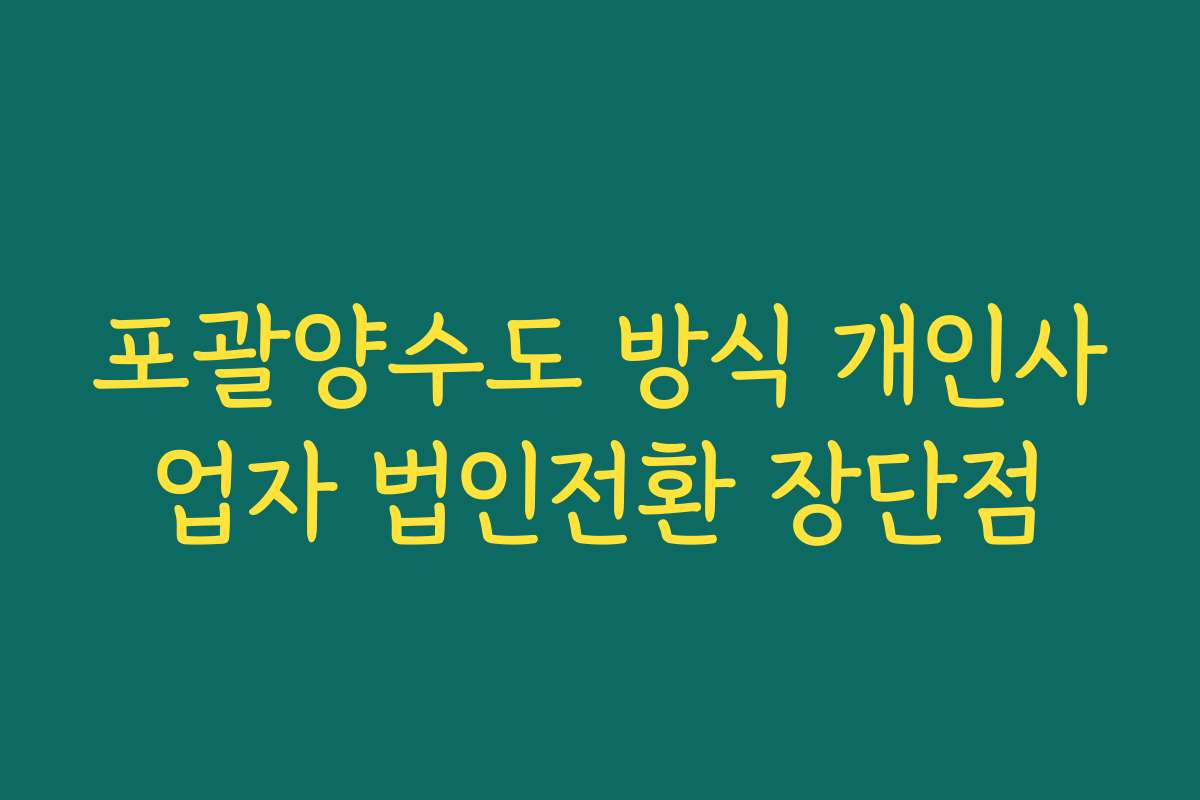 포괄양수도 방식 개인사업자 법인전환 장단점