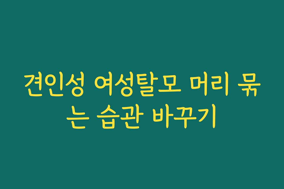 견인성 여성탈모 머리 묶는 습관 바꾸기