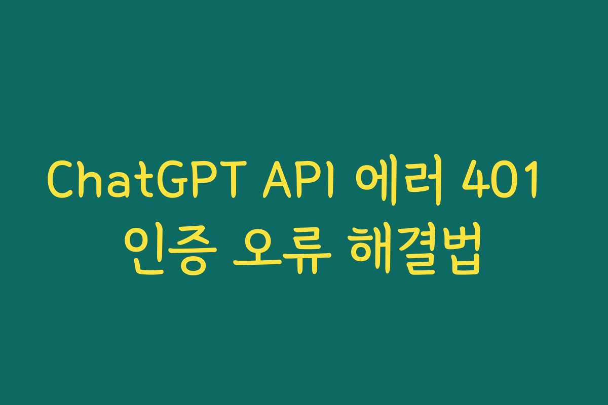 ChatGPT API 에러 401 인증 오류 해결법