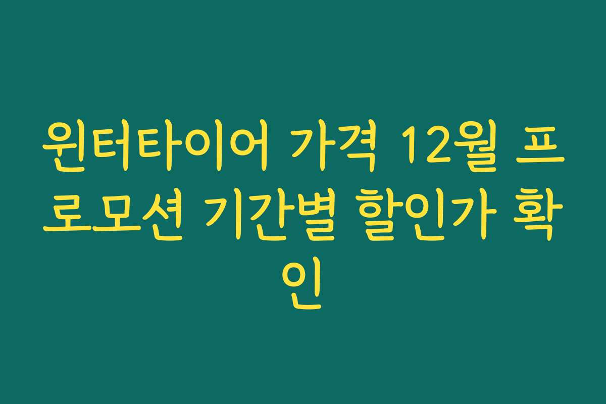 윈터타이어 가격 12월 프로모션 기간별 할인가 확인