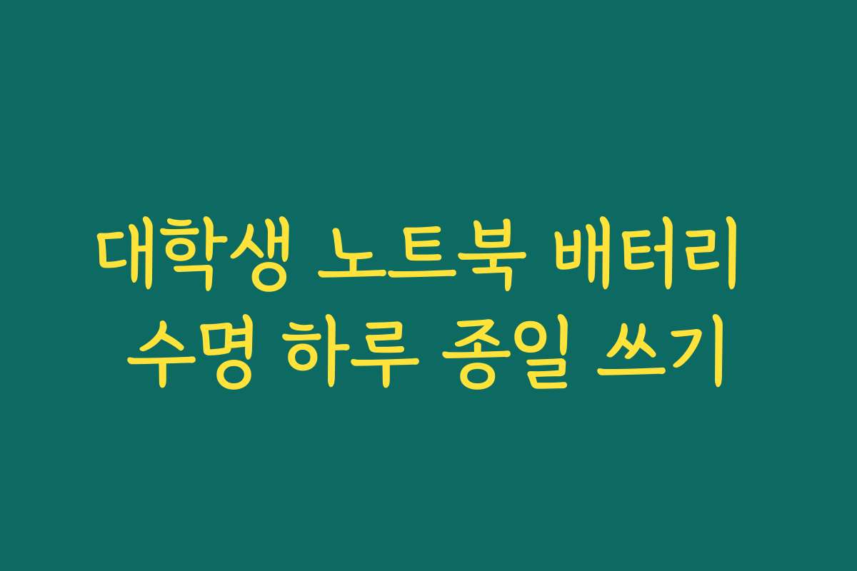 대학생 노트북 배터리 수명 하루 종일 쓰기