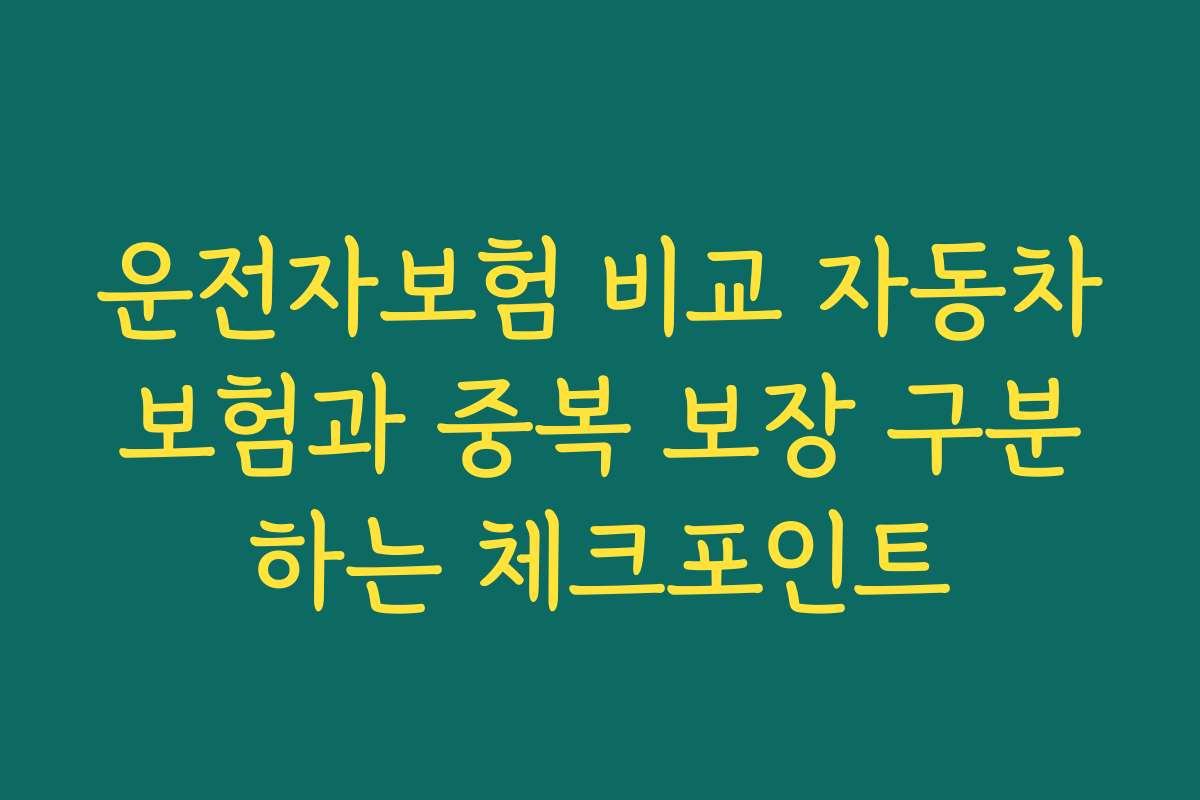 운전자보험 비교 자동차보험과 중복 보장 구분하는 체크포인트