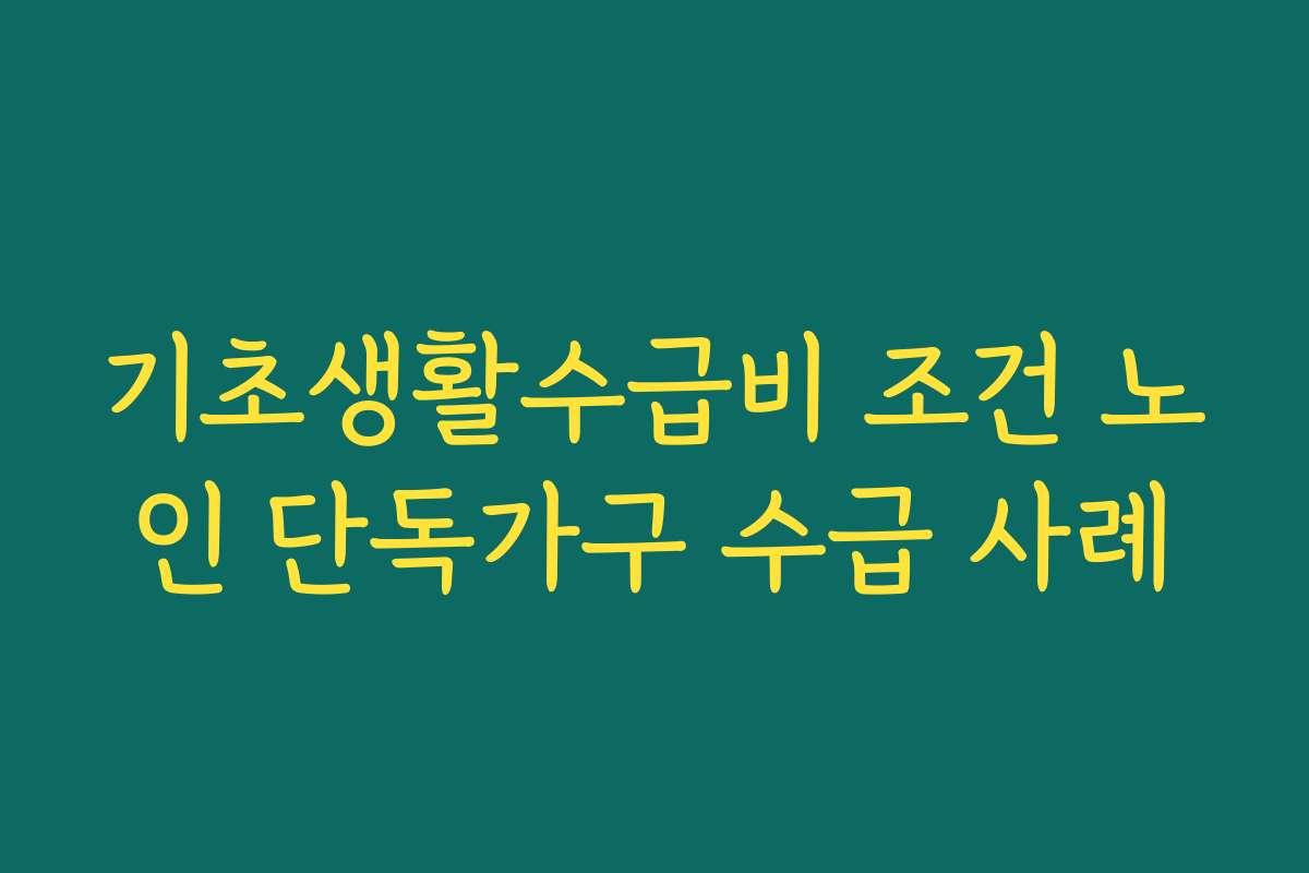 기초생활수급비 조건 노인 단독가구 수급 사례