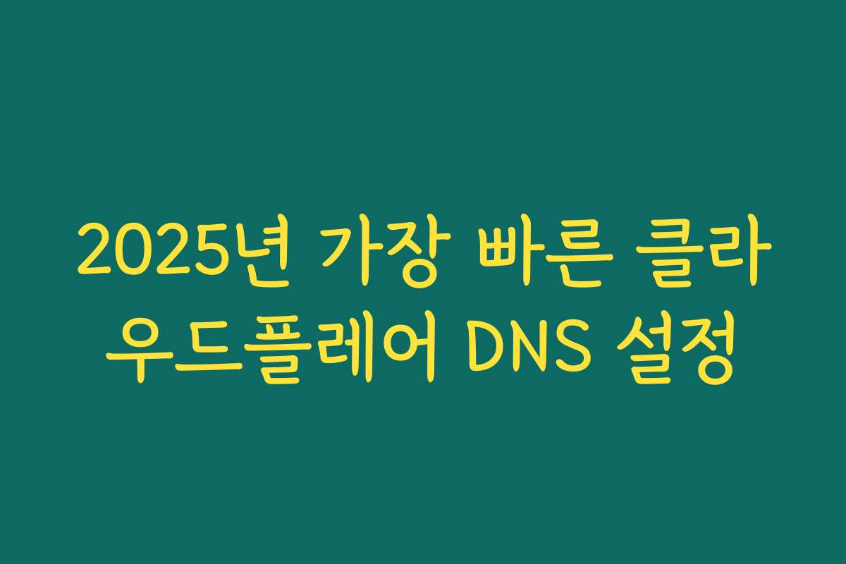 2025년 가장 빠른 클라우드플레어 DNS 설정