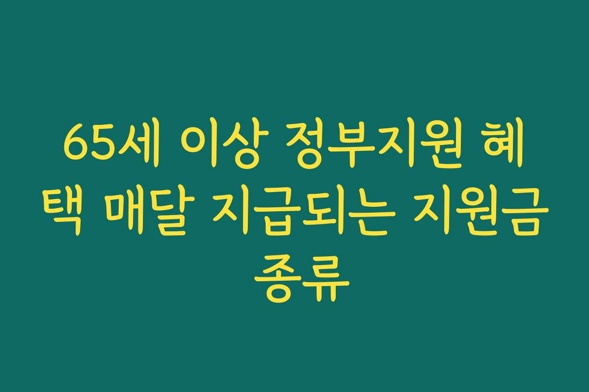 65세 이상 정부지원 혜택 매달 지급되는 지원금 종류 65세 이상 정부지원 혜택 매달 지급되는 지원금 종류
