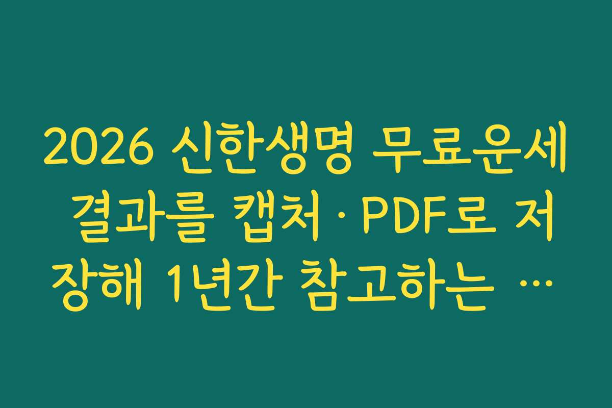 2026 신한생명 무료운세 결과를 캡처·PDF로 저장해 1년간 참고하는 방법