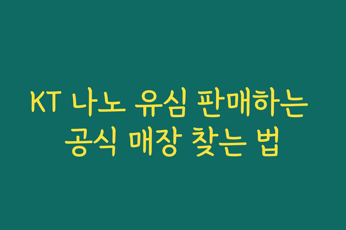KT 나노 유심 판매하는 공식 매장 찾는 법