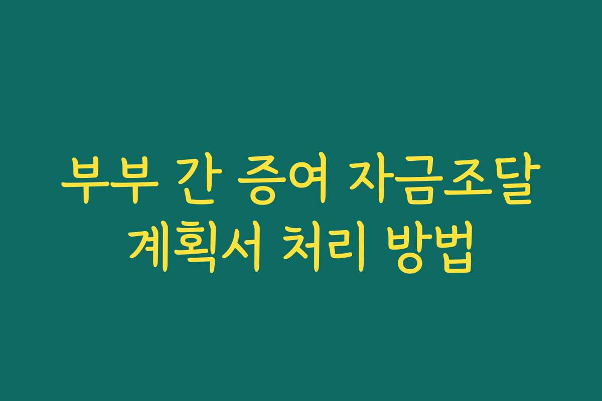 부부 간 증여 자금조달계획서 처리 방법