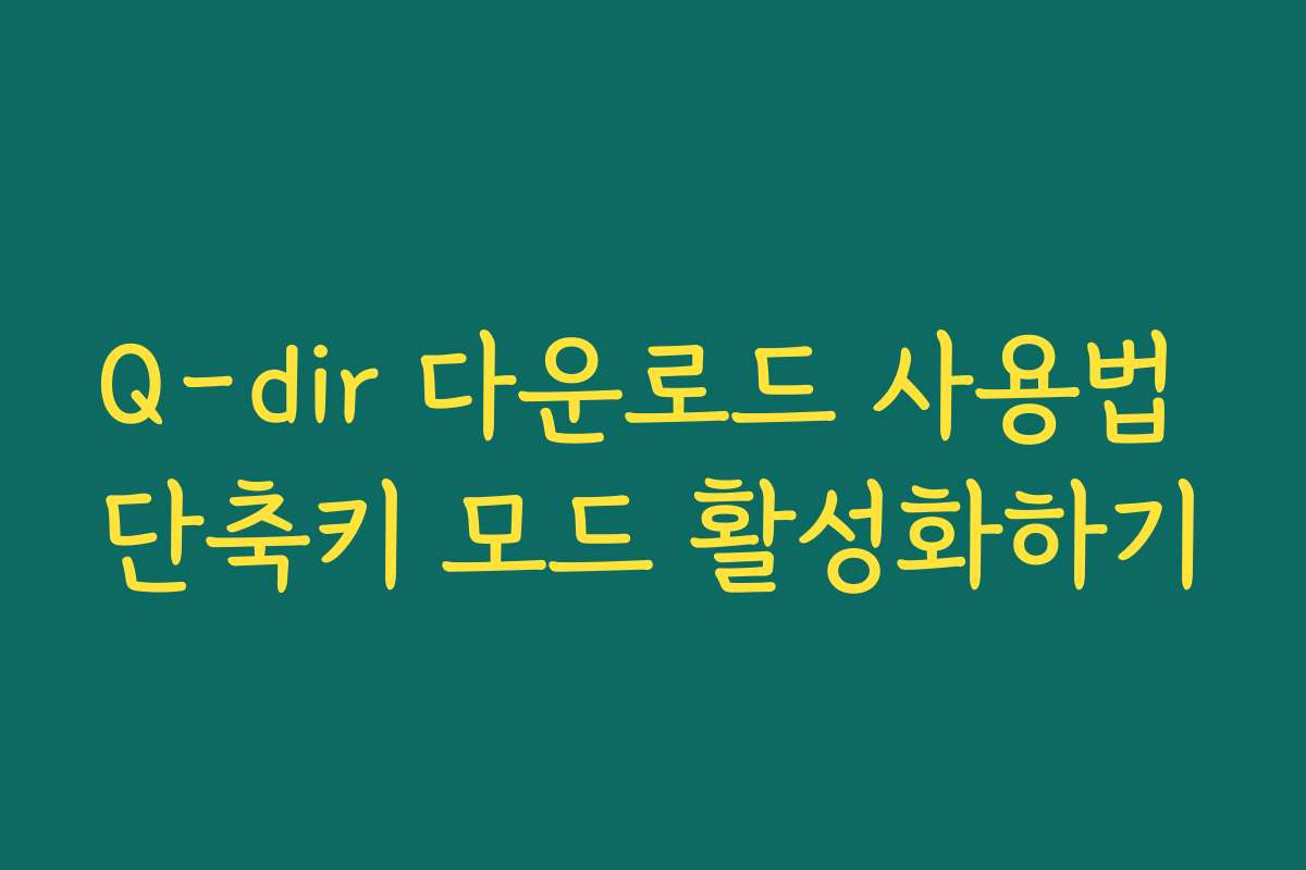 Q-dir 다운로드 사용법 단축키 모드 활성화하기