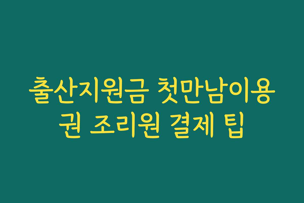 출산지원금 첫만남이용권 조리원 결제 팁