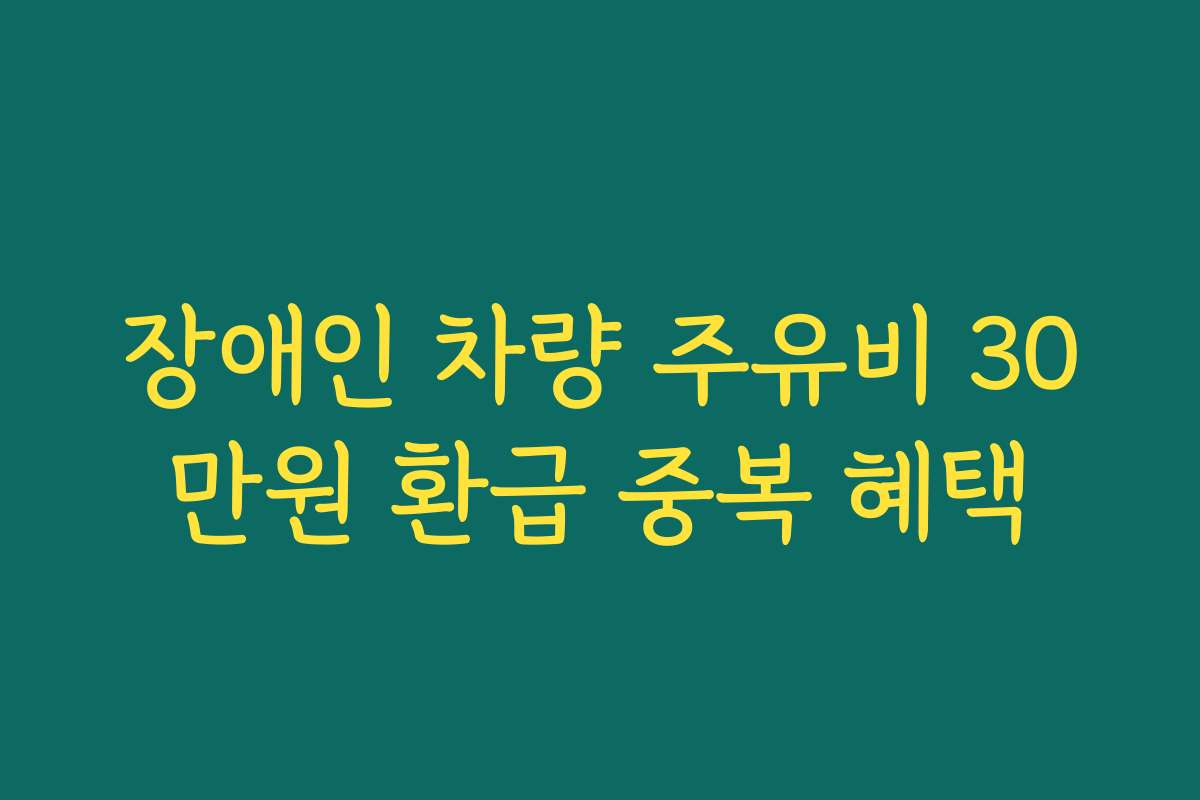 장애인 차량 주유비 30만원 환급 중복 혜택