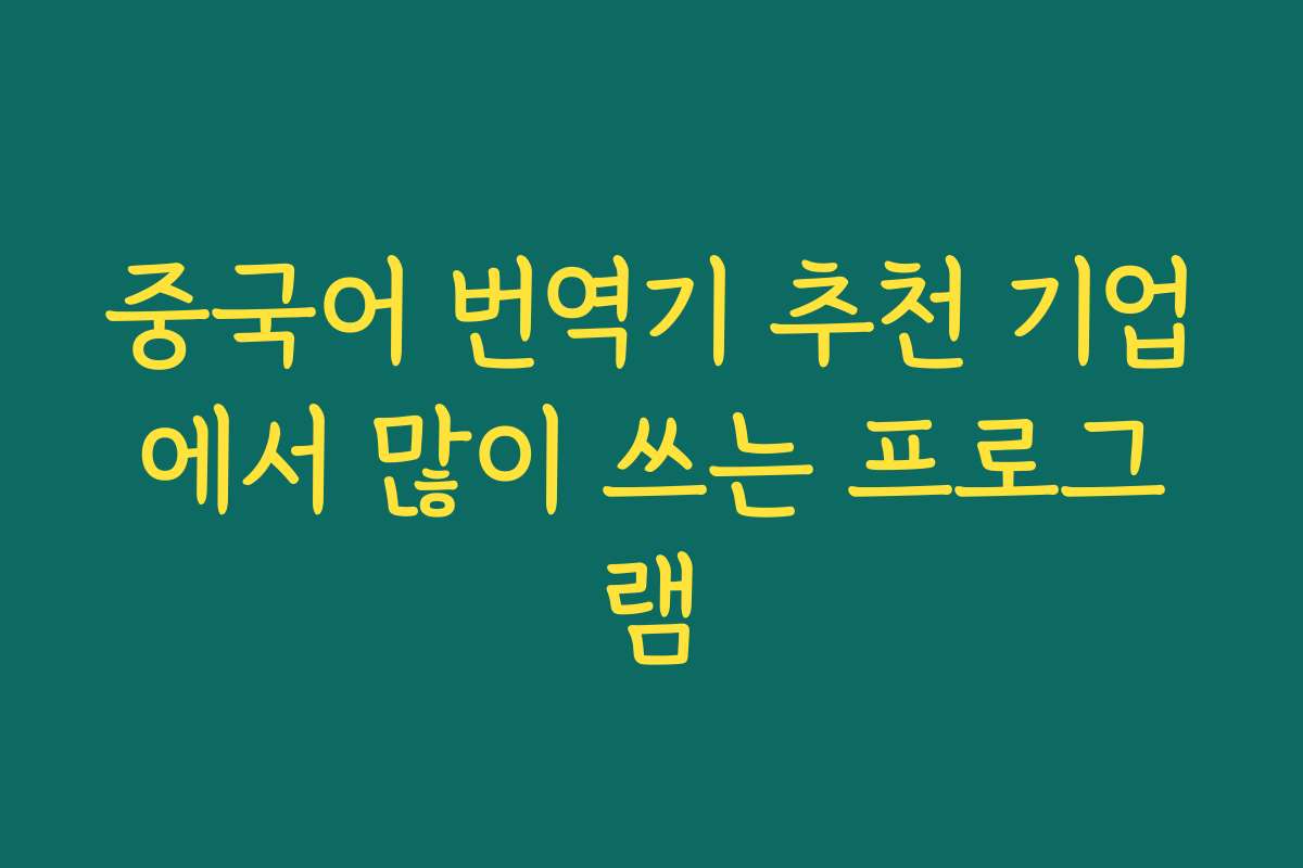 중국어 번역기 추천 기업에서 많이 쓰는 프로그램