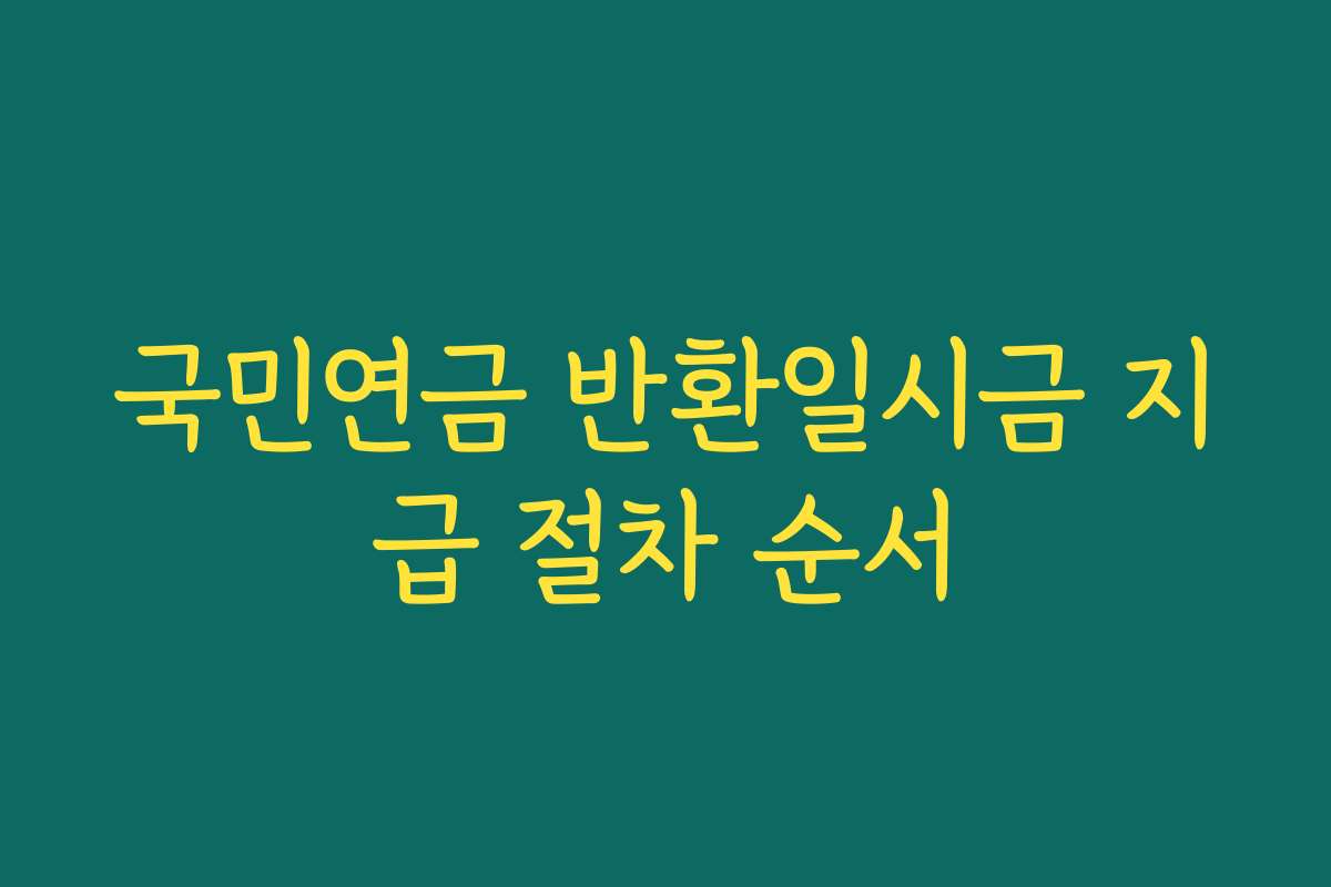 국민연금 반환일시금 지급 절차 순서