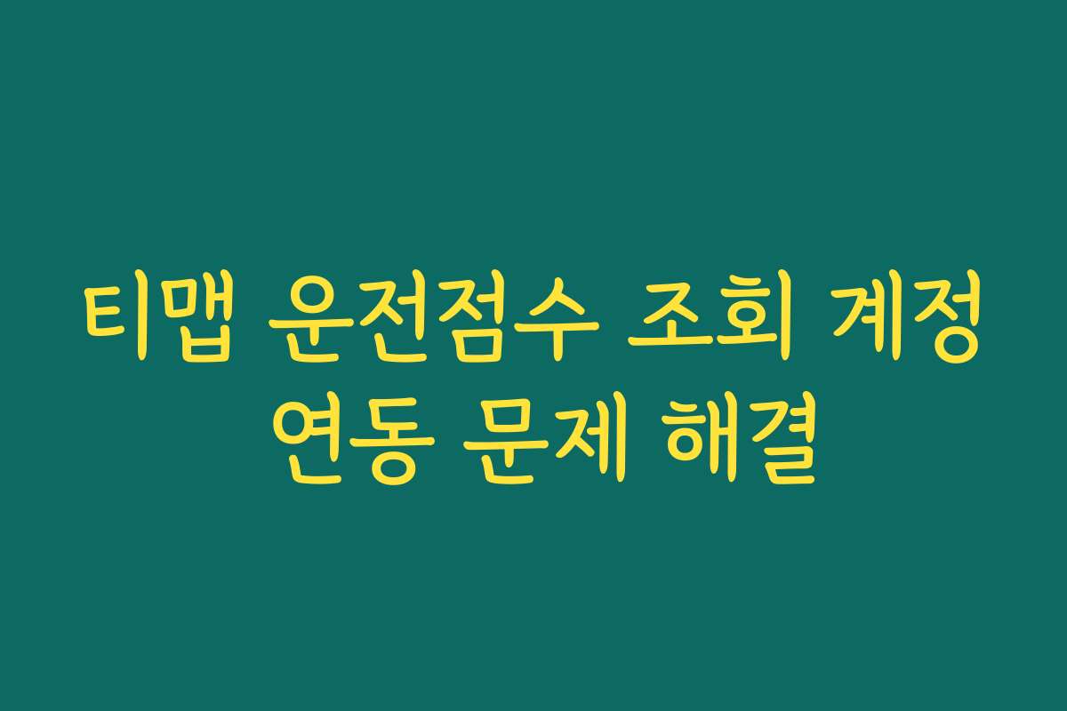 티맵 운전점수 조회 계정 연동 문제 해결