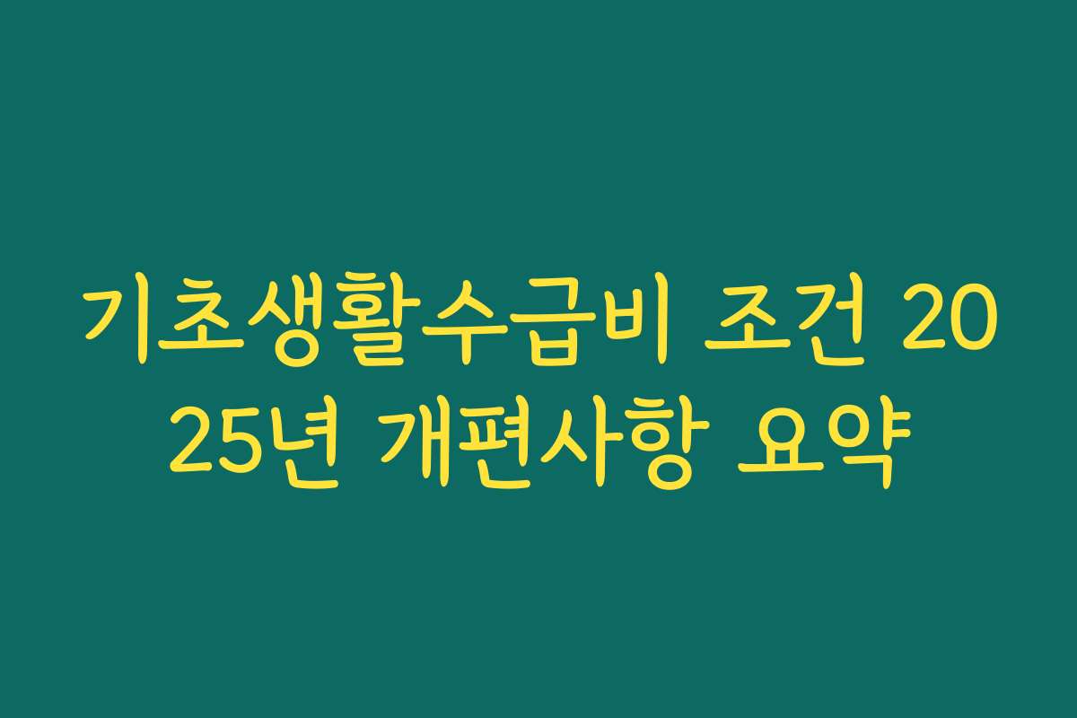 기초생활수급비 조건 2025년 개편사항 요약