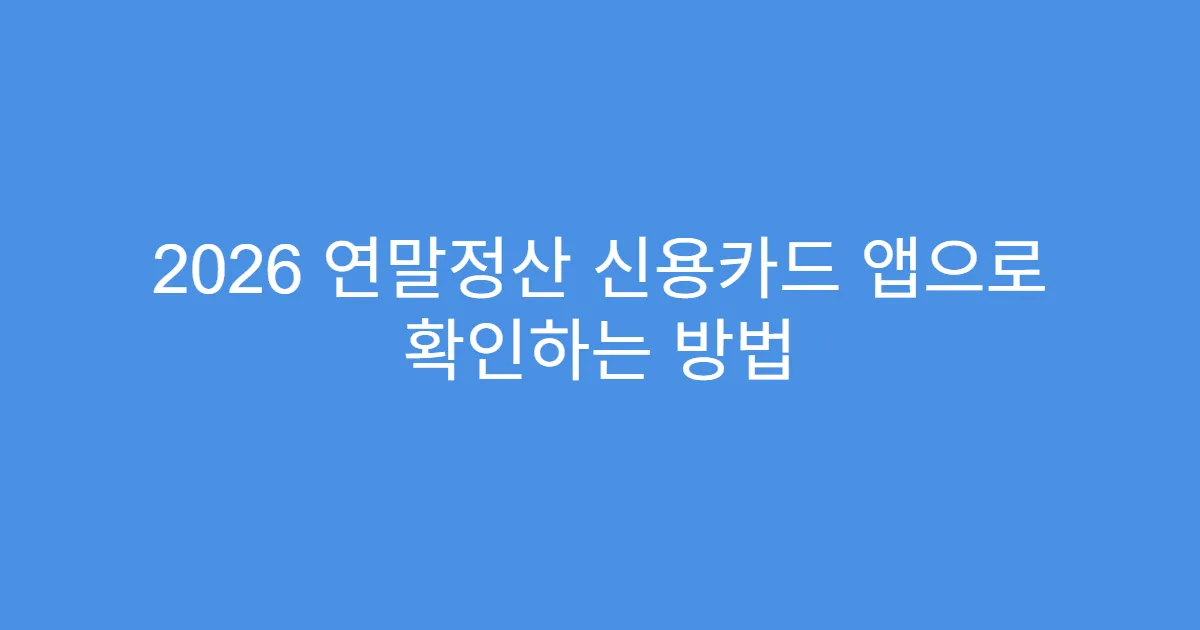 2026 연말정산 신용카드 앱으로 확인하는 방법