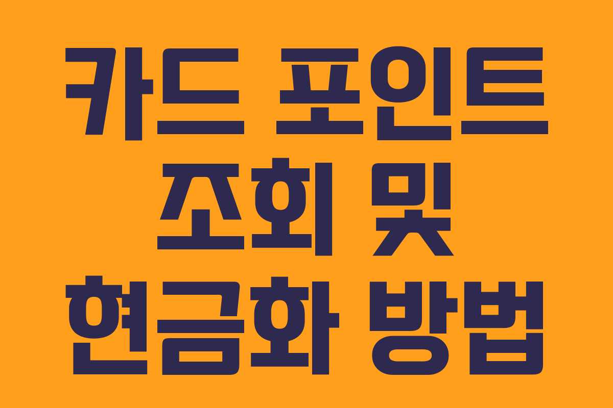 카드 포인트 조회 및 현금화 방법 카드 포인트 조회 및 현금화 방법