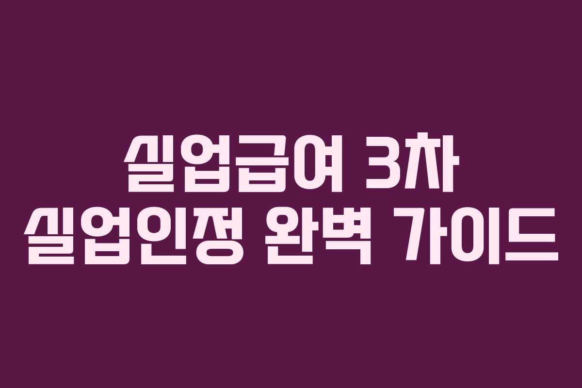 실업급여 3차 실업인정 완벽 가이드