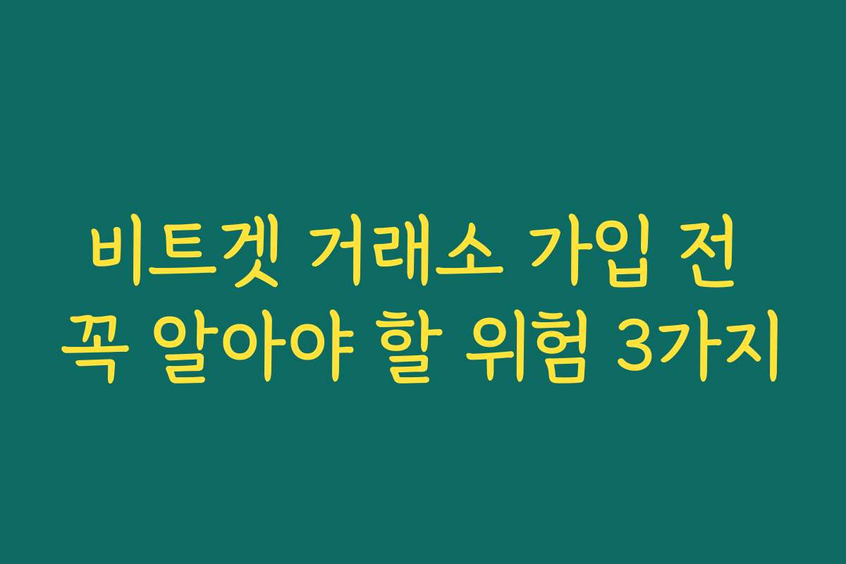 비트겟 거래소 가입 전 꼭 알아야 할 위험 3가지