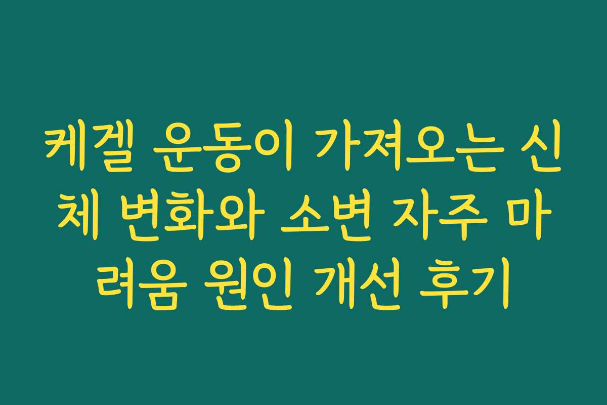 케겔 운동이 가져오는 신체 변화와 소변 자주 마려움 원인 개선 후기