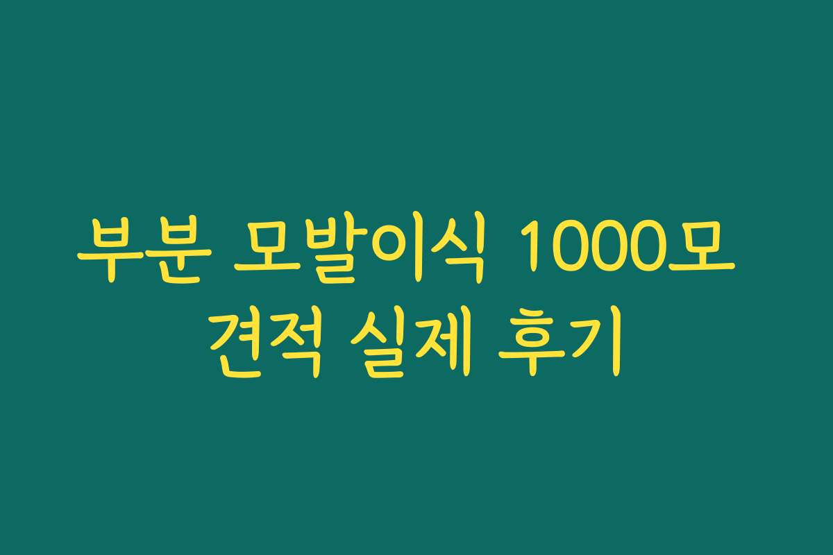 부분 모발이식 1000모 견적 실제 후기