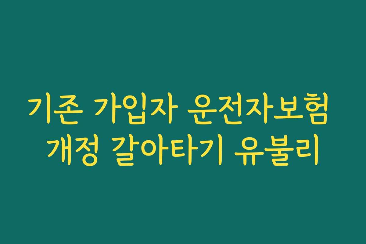 기존 가입자 운전자보험 개정 갈아타기 유불리